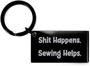 Love Sewing Keychain, Shit Happens. Sewing Helps, Present for Friends, Inspirational Gifts from Friends, Sewing kit, Sewing Machine, Sewing Pattern, Sewing Supplies, Fabric