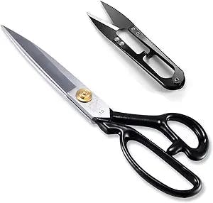 Left-Handed Sewing Fabric Scissors, 10 Inch Dressmaking Tailor's Shears-Electroplated Finishing High Carbon Steel Scissors for Crafting, Tailoring, Leather-Cutting(Thread Cutter INCL)