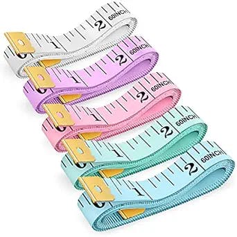 Tape Measure, iBayam Soft Ruler Measuring Tape for Body Weight Loss Fabric Sewing Tailor Cloth Vinyl Measurement Craft Supplies, 60-Inch Double Scale Ruler, 5-Pack, Pastel Pink Blue Green Purple White