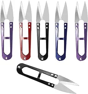 JINJIAN Thread Snips Sewing Scissors 4.9'', 6PCS Small Trimming Clippers U Shape Yarn Cutter for Embroidery Cross Stitch Sewing Craft Supplies(COLOR RANDOM)