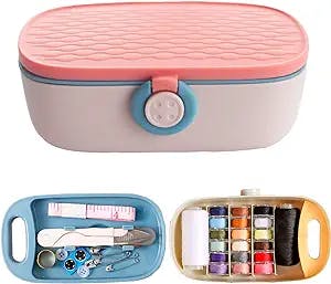Missraza Sewing Kit, Portable Sewing Kit for Adults, Plastic Sewing Box Needle and Thread Kit Sewing Accesories and Supplies