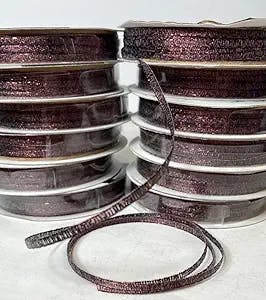 Galena Metallic Burgundy Red Ribbon 12 Spools 1/8" 3yd Crafts Thin