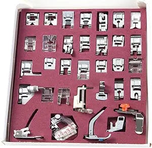 GUANGMING - Sewing Machine Presser Foot Set,Presser Foot Feet for Domestic Sewing Machine,Presser Walking Foot Kit for Brother and So On,240×200×25Mm(33 PCS)