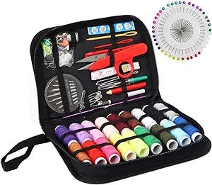 Sewing kit, XL Sewing Supplies for DIY, Beginners, Adult, Kids, Summer Campers, Travel and Home,Sewing Set with Scissors, Thimble, Thread, Needles, Tape Measure, Case and Accessories