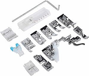 LANTRO JS Sewing Machine Presser Foot Kit, Upgrade Your Sewing Game with 14 Stainless Steel Accessories