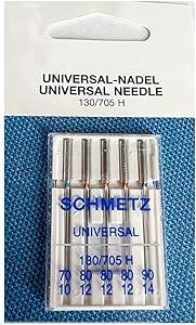 Universal Sewing Machine Needles Assorted - 130/705H 15X1H Sizes 70/10, 80/12, 90/14. (5 Pack)