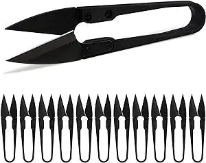 Anley 4" Sewing Scissors Set - Carbon Steel Trimming Nipper Yarn Lightweight Thread Cutter - Portable Mini Embroidery Clipper Stitching Snip for DIY, Household Supplies (12Pcs, Black)