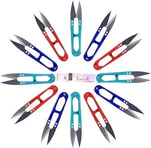 UCEC 12Pcs U Sewing Scissors Clippers, Embroidery Thrum Yarn Fishing Thread Beading Cutter, Mini Small Snips Trimming Nipper, Great for Stitch,DIY Supplies