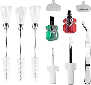 10Pcs Sewing Machine Cleaning Kit,3Pcs Double Headed Lint Brush,4 Size Screwdrivers, 2Pcs Needle Plate Screwdriver and 1 Tweezer for Repair Machine Sewing Tools