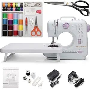 Astrowinter Mini Sewing Machine (Extension stand, Sewing Supplies set, Dressmaking Scissors included) - Electric Overlock Sewing Machines - Small Household Sewing Handheld Tool AW-005-A10