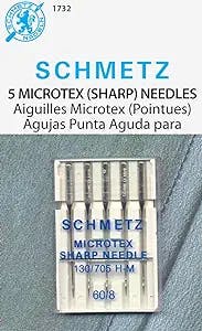 SCHMETZ Euro-Notions 1732 Microtex Sharp Machine Needles-Size 8/60 5/Pkg,Silver