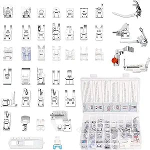 Presser Foot Set 42Pcs, Sewing Machine Presser Feet Kit Accessories with Manual for Brother, Babylock, Singer, Elna, Toyota, New Home, Simplicity, Necchi, Kenmore Low Shank Machines
