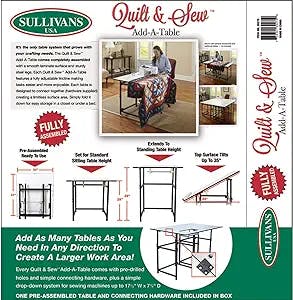 Sullivans Quilt & Sew Add-A-Table, White by The Yard
