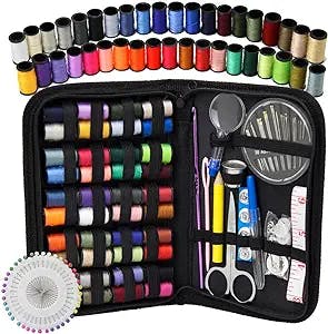Sewing Kit - DIY Premium Sewing Supplies, Zipper Portable & Mini Sew Kits for Traveler, Adults, Beginner, Emergency - Filled with Mending,Sewing Needles, Scissors, Thimble, Thread,Tape Measure Set