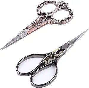 BIHRTC Vintage Plum Blossom Clouds Sewing Scissors for Embroidery, Sewing, Craft, Art Work & Everyday Use - Pack of 2,1pc Per Design