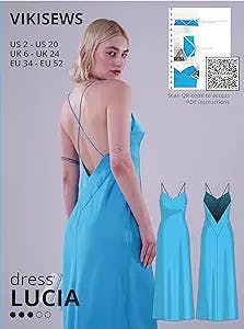 Vikisews Sewing Patterns for Women - Lucia Dress Sewing Pattern for Women, Size US2 - US20 Plus Size - Appropriate for Beginners with Easy to Follow Sewing Instruction