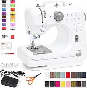 Best Choice Products Compact Sewing Machine, 42-Piece Beginners Kit, Multifunctional Portable 6V Beginner Sewing Machine w/ 12 Stitch Patterns, Light, Foot Pedal, Storage Drawer - Gray/White