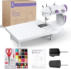 Mini Sewing Machine with 42PCS Sewing Kit, Foot Pedal, Adapter (Purple)