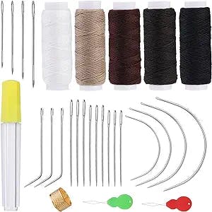 Pnytty Sewing Thread, Sewing Needles, 29 Pcs Upholstery Repair Sewing Kit, Needle and Thread Kit for Sewing Hair, Carpet Repair Kit, Manual DIY, Fabric Sewing Production