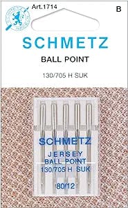 Schmetz 1714C Ball Point Jersey Machine Needles, Size 80/12, 5-Pack