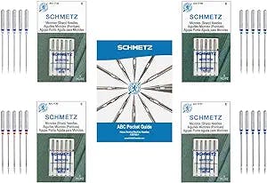 SCHMETZ Microtex Sewing Machine Needle Combo Pack (20 Needles Total and 1 SCHMETZ ABC Pocket Guide)