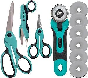 SINGER ProSeries Cutting Tool Set with Sewing Scissors, Detail Scissors, Thread Snips, 45mm Rotary Cutter and 6 Extra Blades