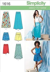 Simplicity 1616 Easy to Sew Women's Woven or Knit Skirt Sewing Patterns, Sizes 14-22
