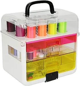 Singer Sew-It-Goes, 255 Piece - Sewing Kit & Craft Organizer - Sewing Case Storage with Machine Sewing Thread, Neon
