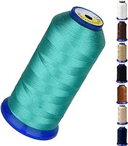 Bonded Nylon Thread for Sewing Heavy Fabric, Leather,Upholstery,Jeans and Wig; Heavy Duty; #69 T70 Size 210D/3 1400 Yards (Aquamarine)
