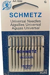 SCHMETZ Universal (130/705 H) Household Sewing Machine Needles - Carded - Size 70/10-10 Pack
