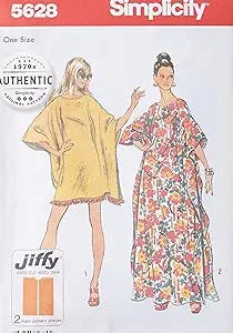 Simplicity UV5628OS 1970's Vintage Fashion Women's Caftan Sewing Pattern Kit, Code 5628, Sizes 8-40