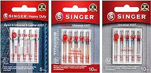 SINGER Assorted Universal Regular Needle and Heavy Duty Needle Bundle for General Sewing in Sizes 80/12, 90/14, 100/16, 110/18, 25pc Set