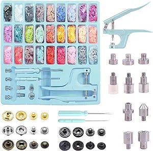 Swpeet Sewing Snaps Fasteners Kit with Press Pliers Installment Tool, 300Sets T3/T5/T8 Plastic Metal No-Sew Snap Buttons for Sewing, Clothing, Bibs, Rain Coat Crafting DIY Handmade(Blue)