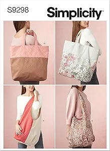 Simplicity Market and Grocery Tote Bag Packet, Code 9298 Only Sewing Pattern, One Size Only, White