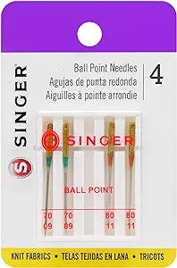 SINGER 4847 Universal Ball Point Machine Needles, Assorted Sizes, 4-Count
