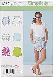 Simplicity 1370 Women's Vintage Shorts, Skorts, and Skirt Sewing Patterns, Sizes 14-22
