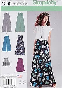 Simplicity 1069 Wide Leg Pants, Shorts, and Maxi Skirt Sewing Pattern for Women, Sizes 12-20
