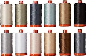 Christa Quilts Piece and Quilt Neutrals Aurifil Thread Kit 12 Large Spools 50 Weight CW50PQN12