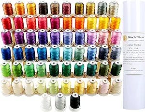 New brothread 63 Brother Colors Polyester Embroidery Machine Thread with Bonus of 10"x10yd Medium Weight Tearaway Embroidery Stabilizer