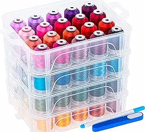 New brothread 80 Spools 500m Each Embroidery Machine Thread with Clear Plastic Storage Box - Colors Compatible with Janome and Robison-Anton Colors